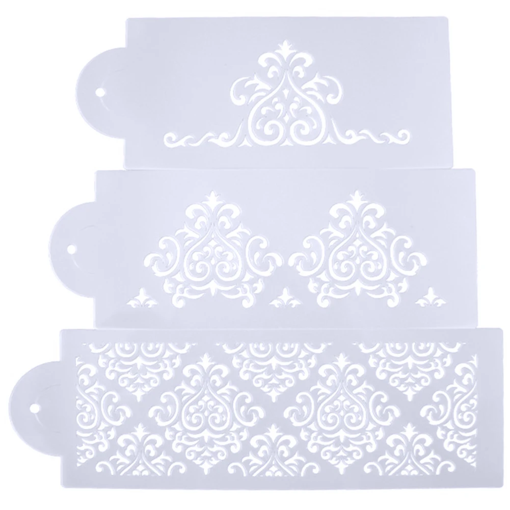 

3Pcs Practical Lace Flower Cake Cookie Fondant Side Baking Stencil Wedding Decorating Tool For Drop Shipping