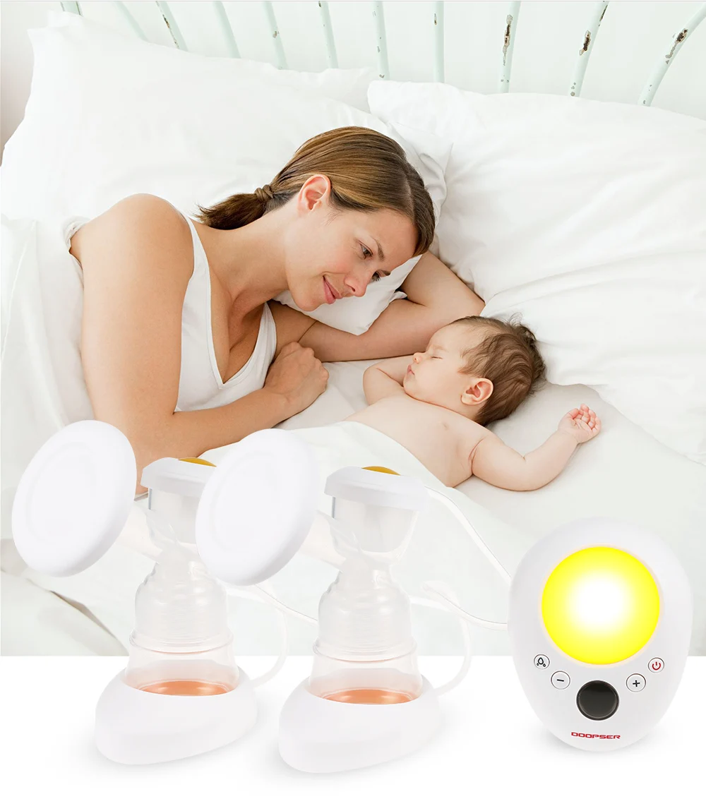 Doopser двойной Электрический молокоотсос с молочной бутылкой lcd младенческой USB Детские молокоотсосы с массажным грудным вскармливанием