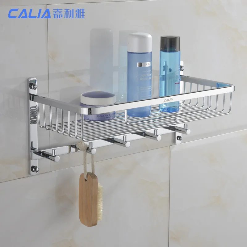 

AUSWIND wall-mounted bathroom stainless steel storage rack with clothes hook ,double bathroom hanging basket, bathroom product