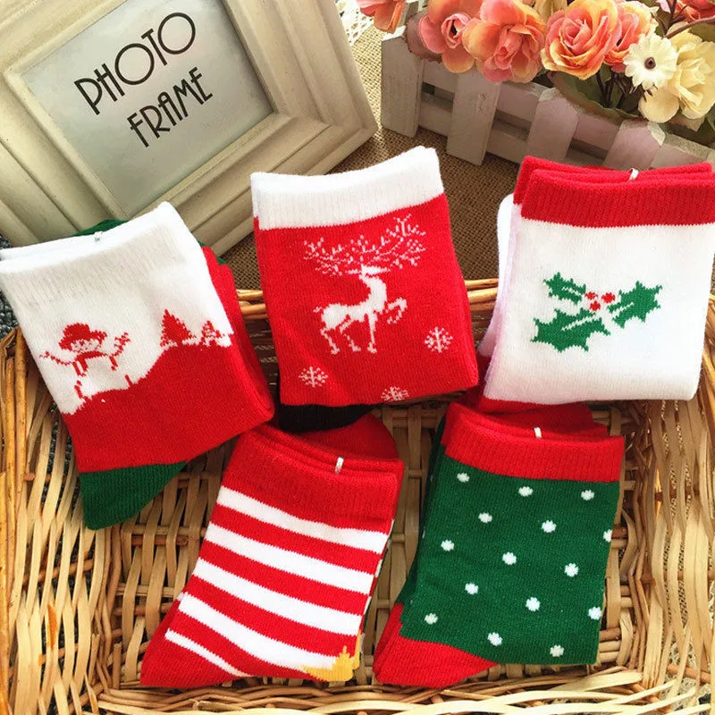 1-12 T coton mignon noël bébé chaussettes antidérapant imprimer nouveau-né enfants chaussettes de noël