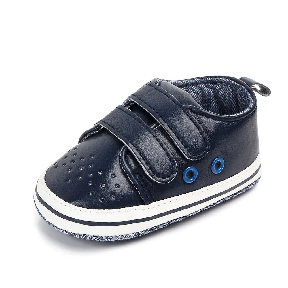 Новинка; Повседневная обувь из искусственной кожи для малышей; обувь для малышей; мягкая нескользящая обувь; детские мокасины для девочек и мальчиков; обувь для малышей 0-18 месяцев - Цвет: Dark blue