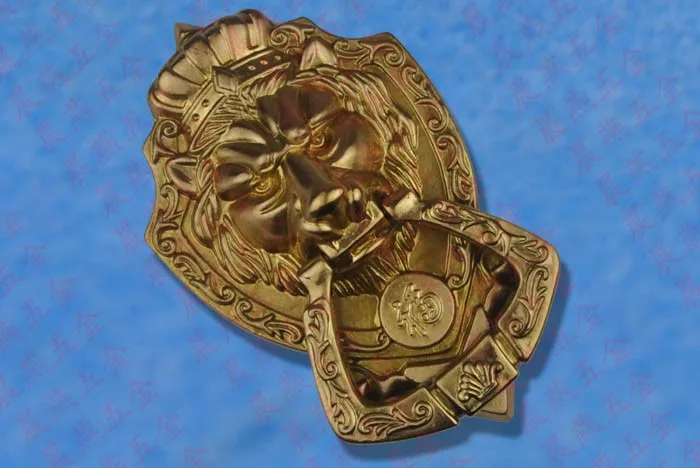 Античная китайский юань фу голова льва дверной ручки молотка справиться единорога зверя
