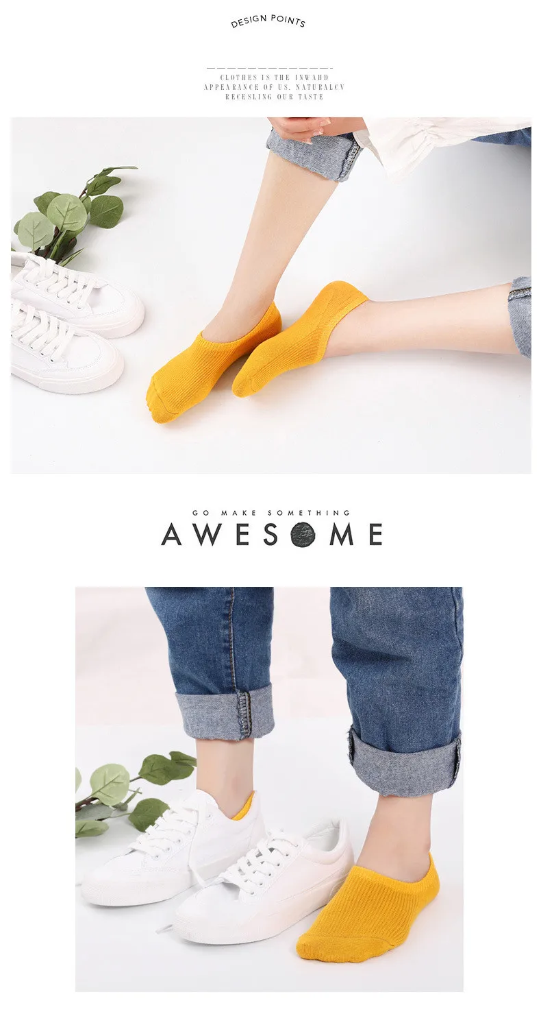 2019 новые женские носки хлопок ярких цветов Для женщин Носки силиконовые нескользящей невидимые Носки закрытый носок, невидимая Носки