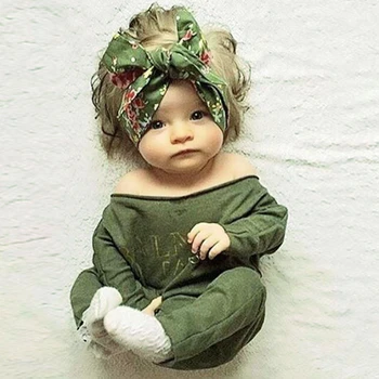 

Baby Girls Rompers Army Green Slash Neck Spring Jumpsuit Newborn Boys Casual Long Sleeve Romper Balman Paris Clothing For 6-24M