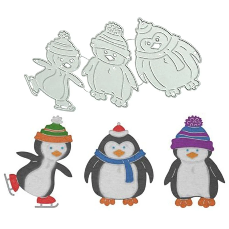 

Three Penguins Metal Cutting Dies Stencils For Scrapbooking Photo Album Embossing Folder Paper Crafts Template Decor Accessories