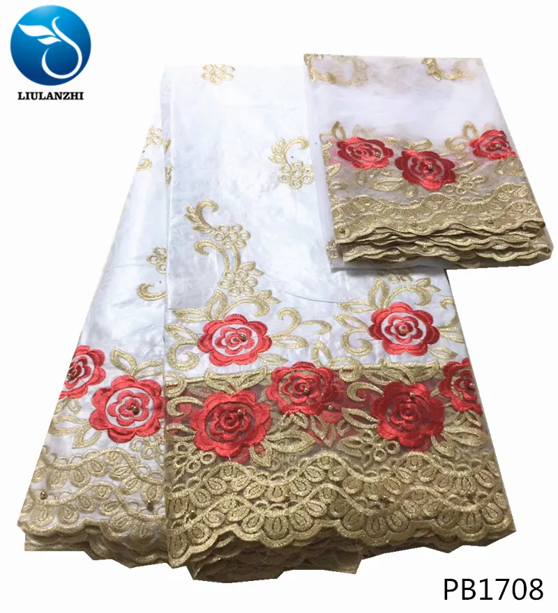 LIULANZHI bazin riche getzner ткань батик хлопок жаккард tissu brode с сеткой кружева и бисером 5 + 2
