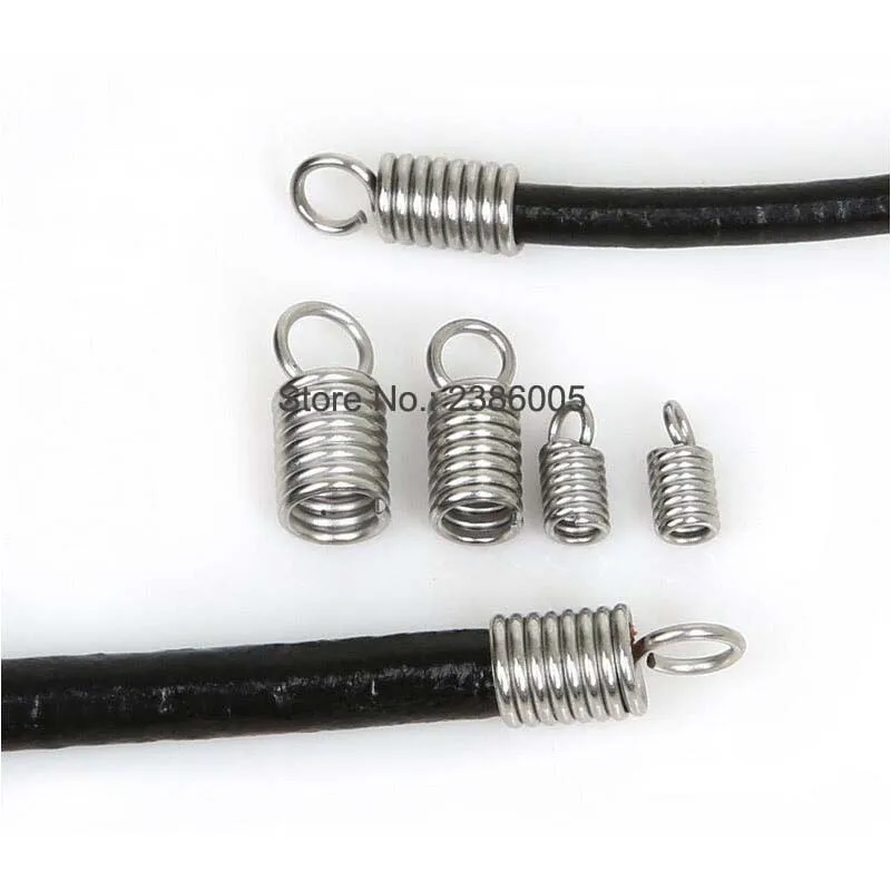 

100pcs new2mm/3mm Ropes Cord Crimp End Caps Tips Necklace Bracelet Connectors Clasp hooks Stainless Steel Jewelry Finding