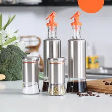 Оптовая Графинчик Набор с 2 шт. Масло Уксус Бутылка и 2 шт. соль Перец Бутылка Бутылка Масла Соевого Соуса Уксус Горшок WW-OV005