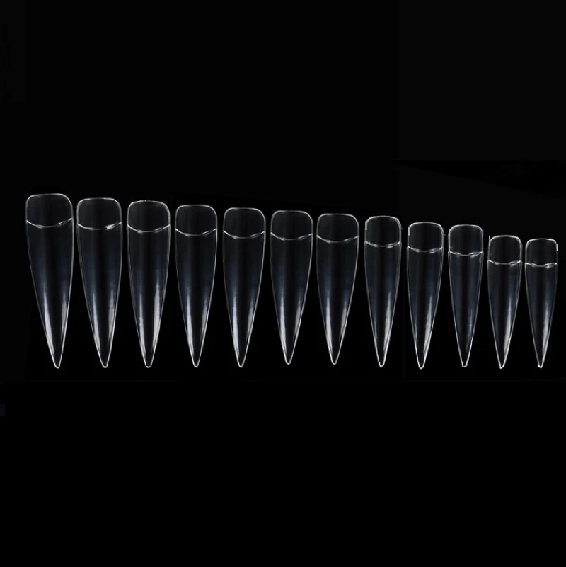 Shellhard 5 Bags/60pcs Nail Tips Clear Natural White False Nail Tips Long Acrylic Fake Nails For Nail Art Tools