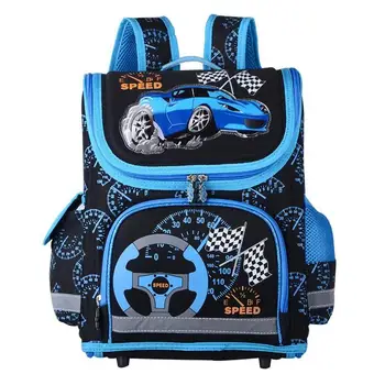 

Boys School Bags Children's Backpack Folded Orthopedic Backpacks Racing Cars Pattern Schoolbag Kids Stachel Mochila Infantil