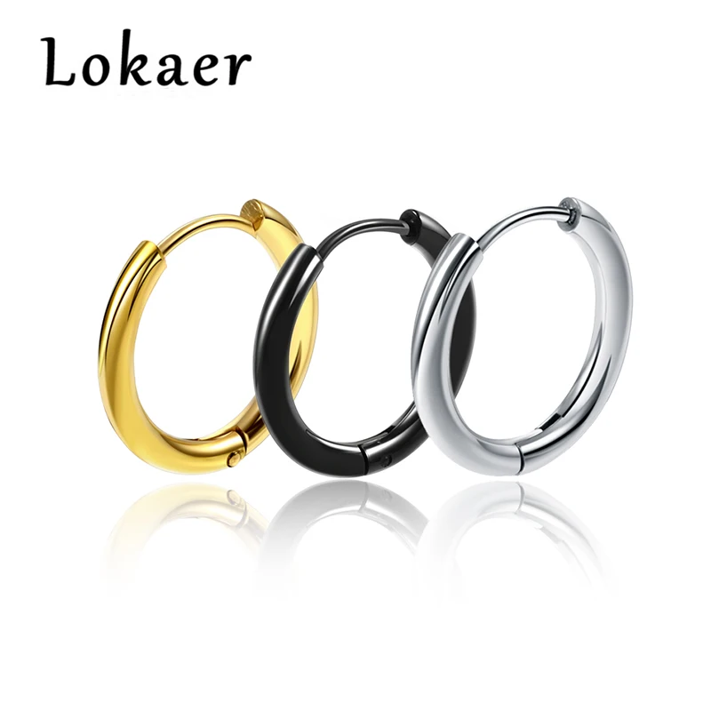 Lokaer, популярные серьги 2,5 мм, круглые серьги, нержавеющая сталь, 3 цвета, круглые серьги-кольца, ювелирное изделие для женщин, E18111
