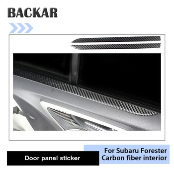

BACKAR 2pcs Auto Black Carbon Fiber Door Panel Interior Sticker Strip Decorated For Subaru Forester 2018 2017-2013 Accessories