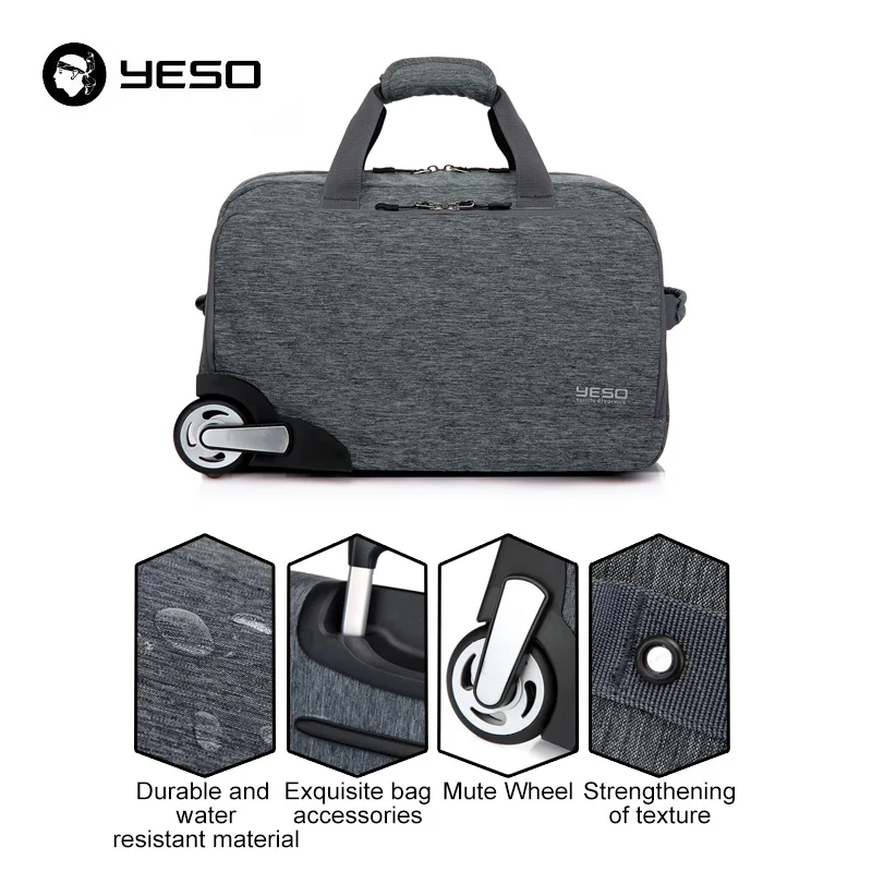 YESO тележка дорожная сумка ручной чемодан 20 дюймов 32L Rolling Duffle Сумки непромокаемые