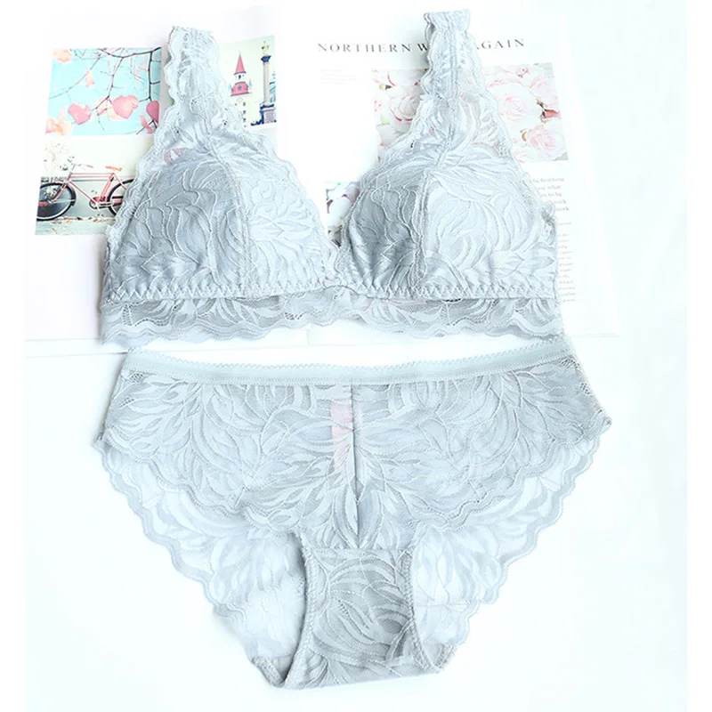 Fashion Floral Girls Suit Bra Set Thin Cotton Triangle Cup