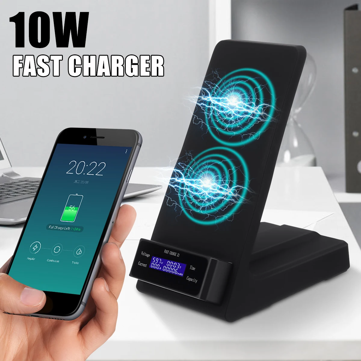 10W Dual USB Ports Coils QI Wireless Fast Charger Stand Pad Charging