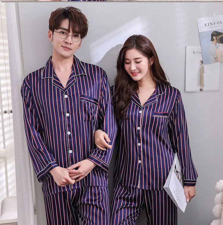 Tinyear New Korean Style Women Pajamas Turn Down Collar Sleepwear 2 Two ...