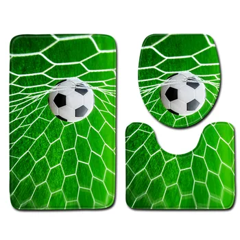 

Honlaker 2018 World Soccer Bath Mats 3 Pieces/sets Toilet Mat Absorbent Non-slip Bathroom Carpet Bath Rugs