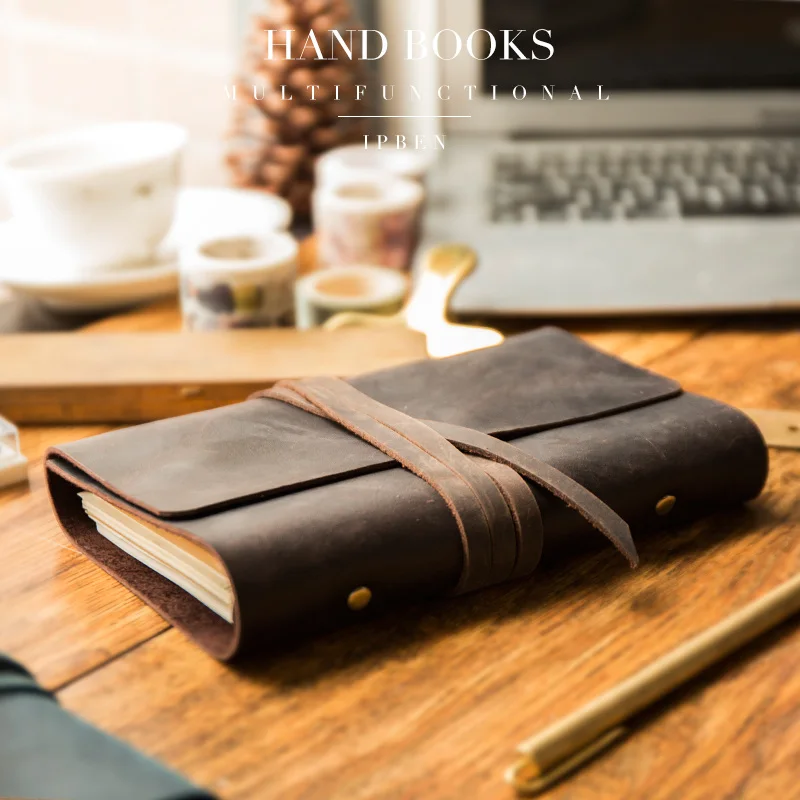 Traveler's Notebook Travel Journal Diary Handmade Multifunctional Vintage Leather Journal Diary school notebook A6 A7 A5 - Цвет: dark brown