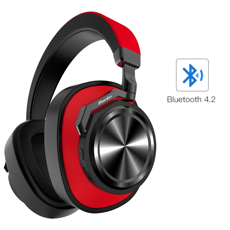 Bluedio T6 Active Шум Отмена наушники Беспроводной Bluetooth гарнитура с микрофоном для телефонов и музыка - Цвет: Red Bluetooth 4.2