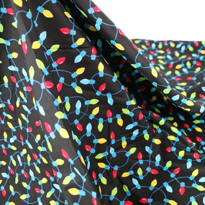 

50cm*110cm Black Colorful Bulb Print Children Cloth Cotton Poplin Fabric