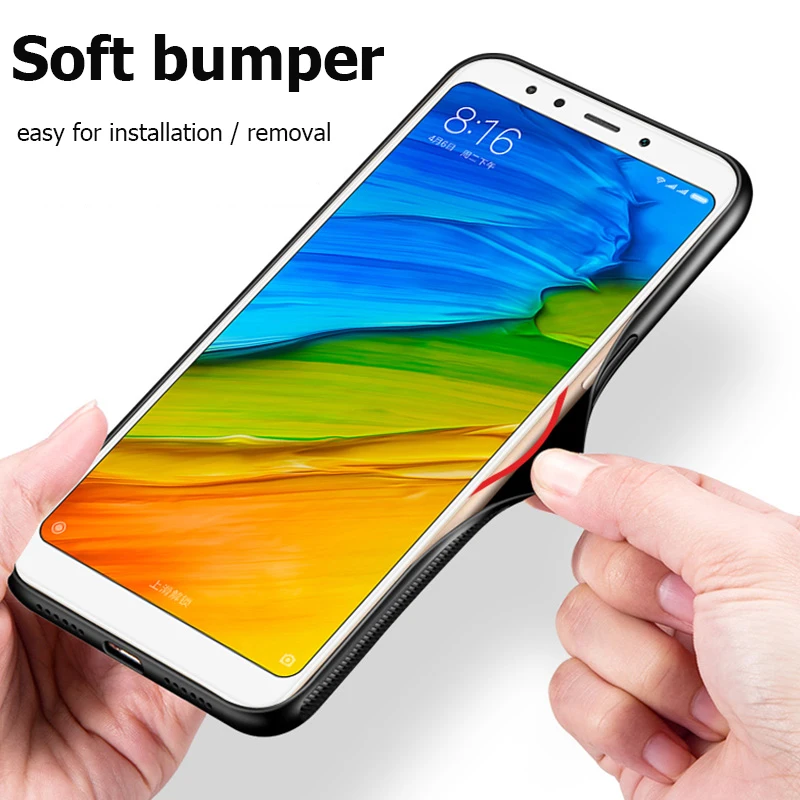 For Xiaomi Redmi 5 Plus Case Luxury Slim Glossy Tempered Glass Silicone Frame Hard Cover For Xiomi Redmi 5 Global Version Pro