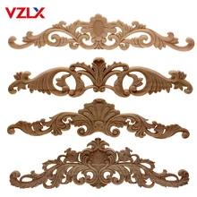 VZLX calcomanías europeas apliques de madera maciza piezas largas de flores decoración Vintage para el hogar Accesorios tallados modernos