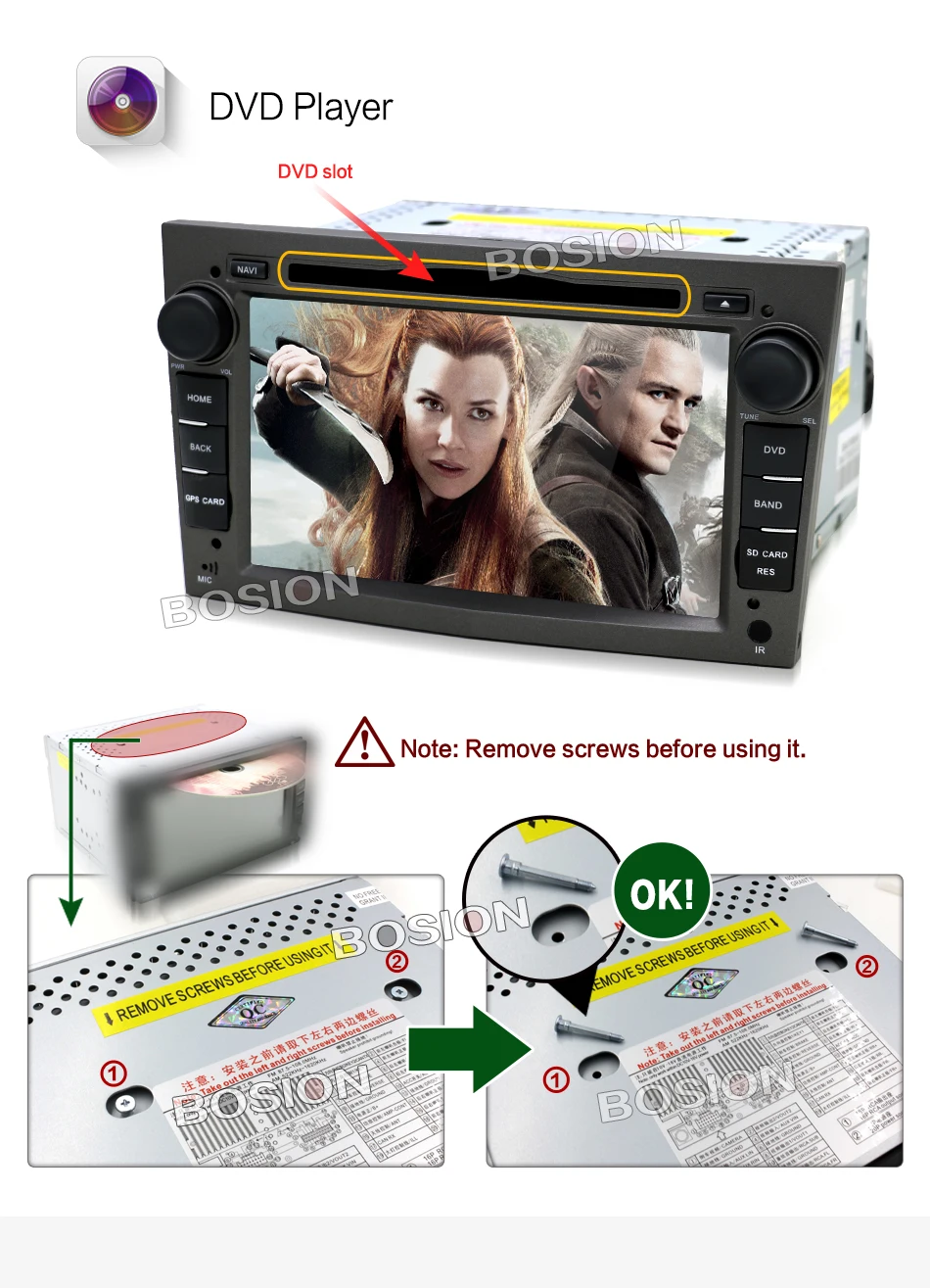 Clearance Bosion android 7.1 2din car radio gps navi car dvd player for opel astra/vectra/zafira car stereo head unit with bluetooth wifi 18