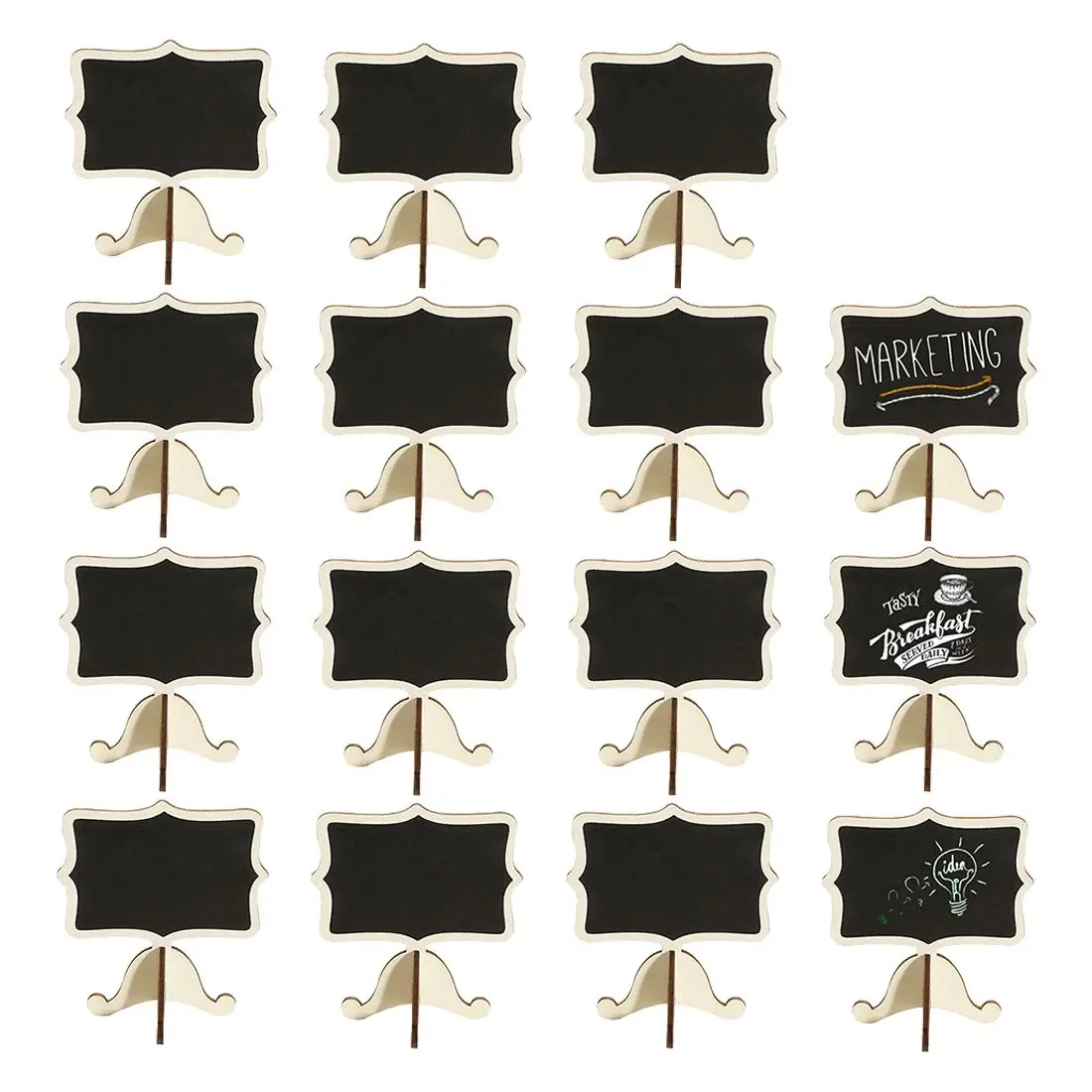 

15 Pack Mini Chalkboards Place Cards with Easel Stand Wood Rectangle Chalkboard Signs for Wedding Birthday Parties Table Numbers