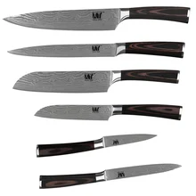 Farbe Holzgriff Küchenmesser 3,5 “5” 5 “7” 8 “8” Zoll Hochwertigem 7Cr17 Edelstahl Messer 6 Stücke Set Kochwerkzeug Heißer Verkauf