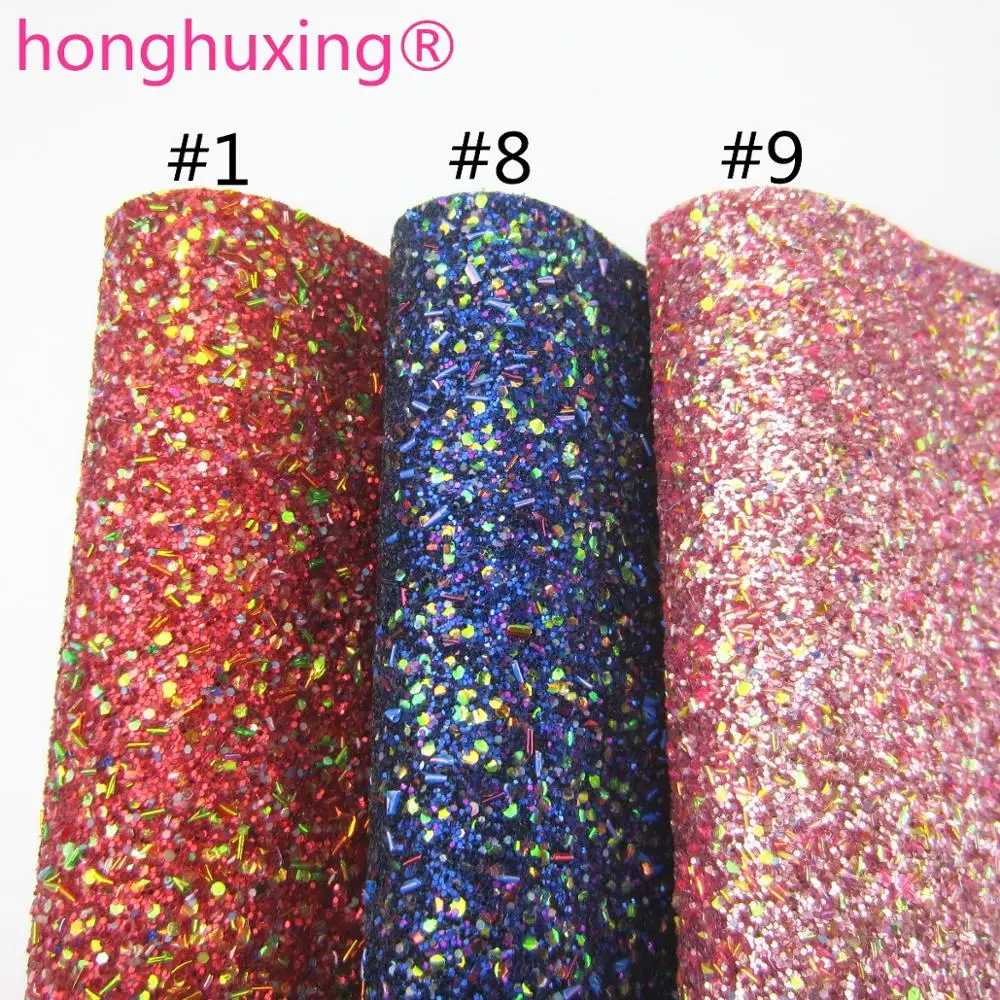 

A4 sheet 8"X11.8" Chunky Glitter Fabric Leather Faux PU Leather Fabric For craft Sewing bows DIY 1pieces F0355