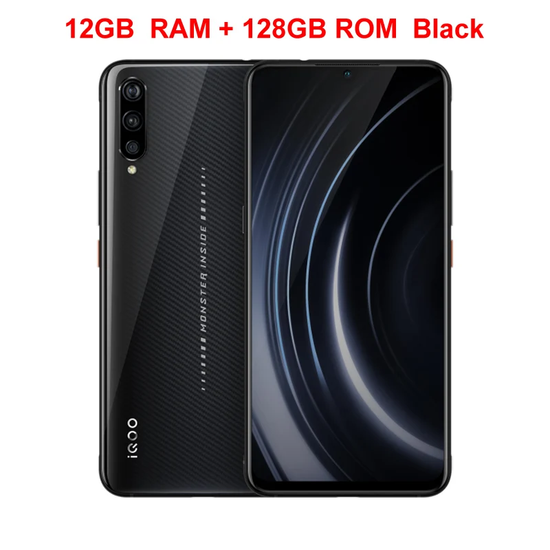 Vivo iQOO мобильный телефон 6,4" AMOLED 6G/8G/12G ram 128G/256G Восьмиядерный Snapdragon 855 Android 9 4000mAh NFC Смартфон - Цвет: Black 12GB 128GB