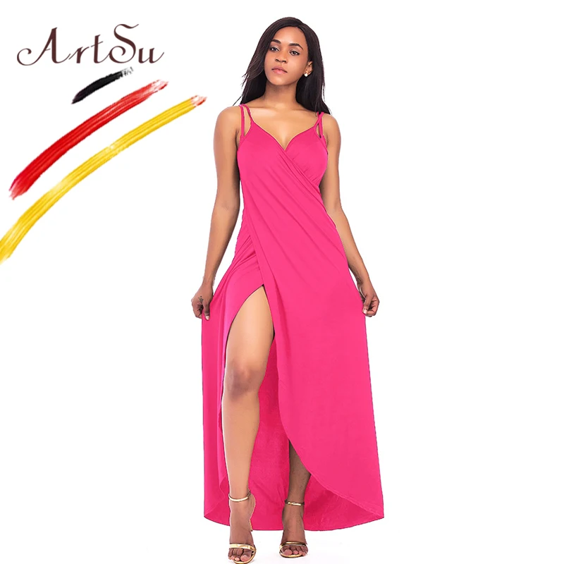 Женское длинное платье с V образным вырезом на тонких бретельках|vestidos plus|maxi vestidosexy