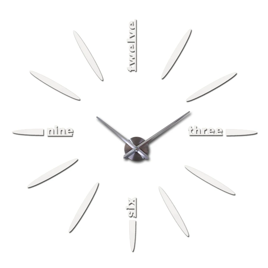Новые модные 3d настенные часы reloj de pared кварцевые часы короткие diy часы гостиная большие наклейки декоративные horloge murale - Цвет: White