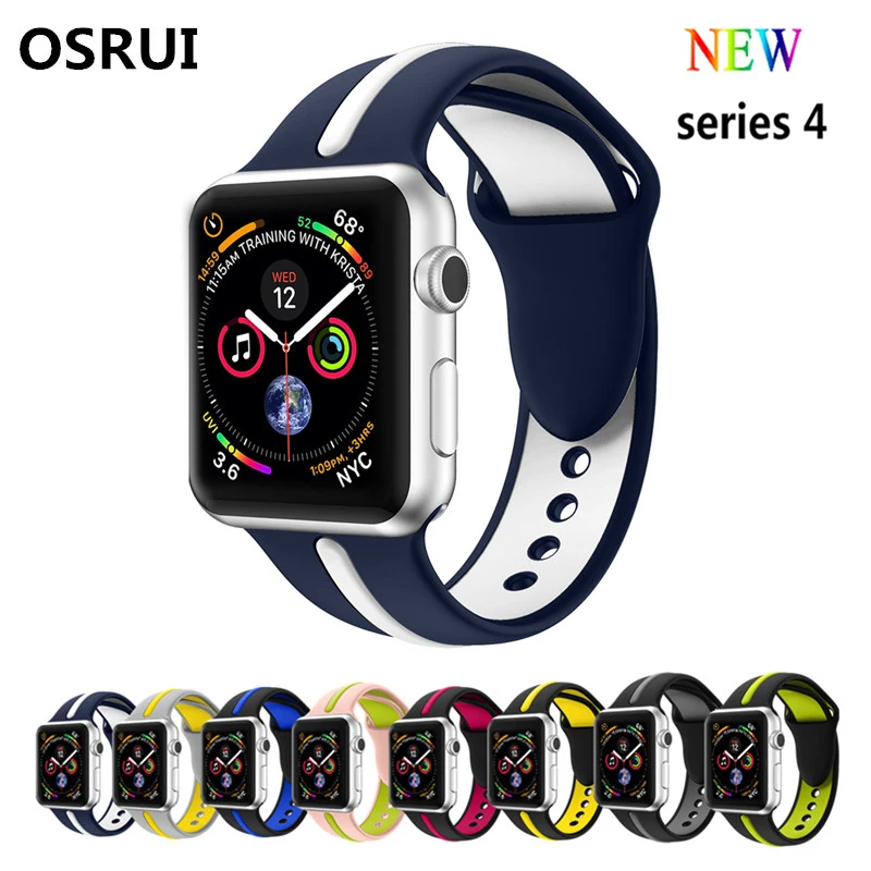 

Sport silicone strap For Apple watch band 4 44mm 40mm correa Aple watch 42mm 38mm bracelet wrist Watchband rubber iwatch 4/3/2/1