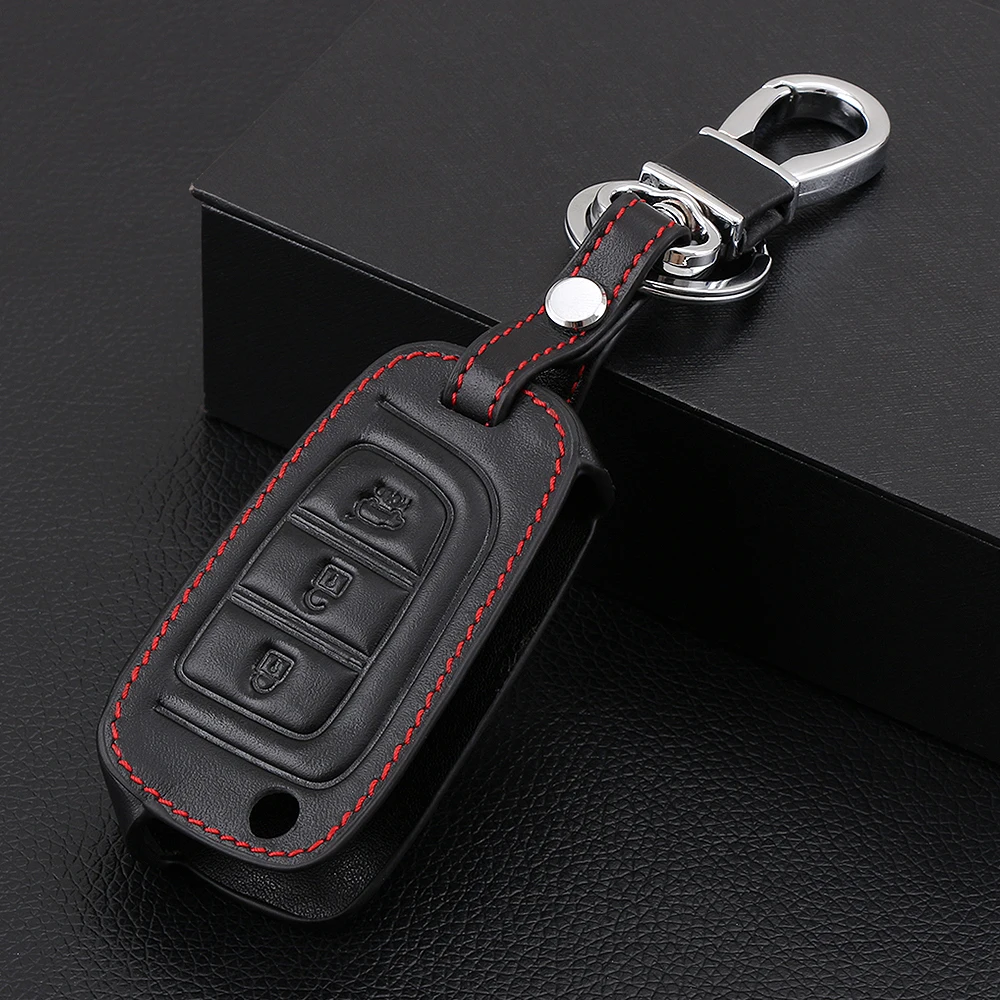 

Leather Key Case Cover For Hyundai Solaris 2 Elantra Kona i30 i35 i40 Tucson 2017 2018 Keyless Fob Shell Skin Holder Protector