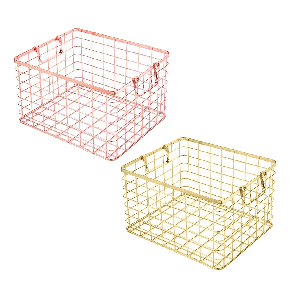 Золотая кованая корзина для хранения с ручкой корзина для хранения корзина из розового золота