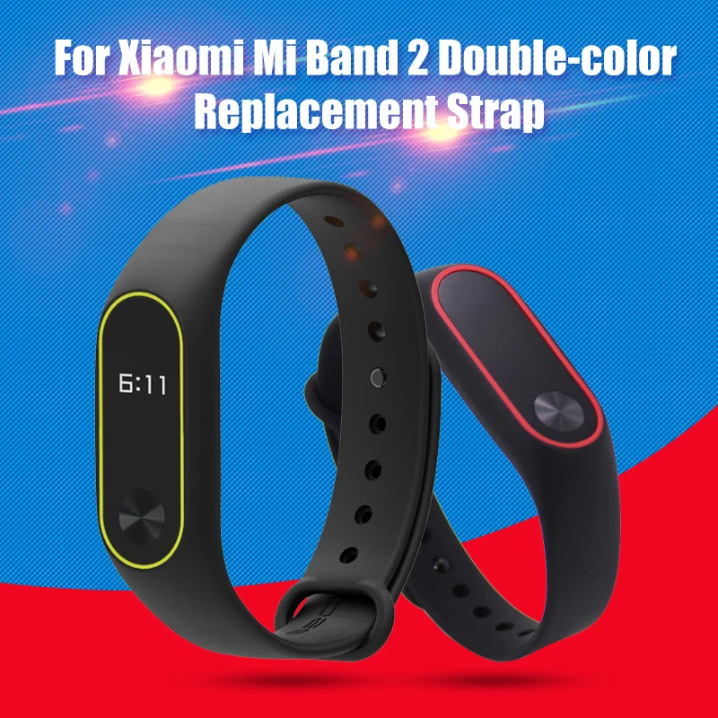 Hangrui Высокое качество силиконовый ремешок для Xiaomi mi Band 2 браслет черный двойной