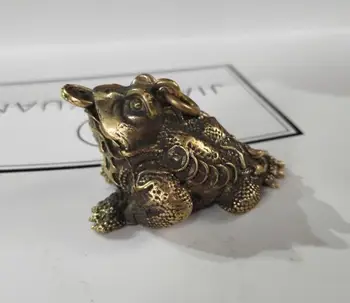 

China's archaize brass Three-legged golden toad Small statue