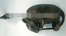 

B0601 320RARE Chinese old style Brass Carved MOUSE lock/key