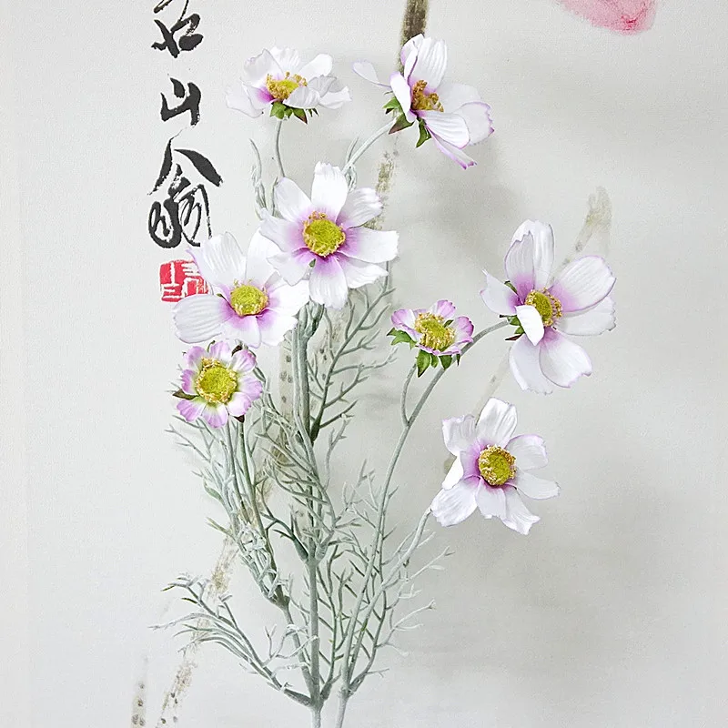 8 головок искусственных цветов длинный ствол ромашка цветок ветка имитация поддельный цветок сад гостиная украшение пол дисплей