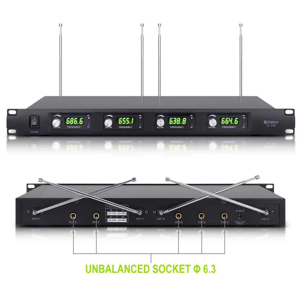 US $102.70 Debra Audio D140 4 Channel With Handheld Or Lavalier Headset Mic UHF Wireless Microphone System For Karaoke