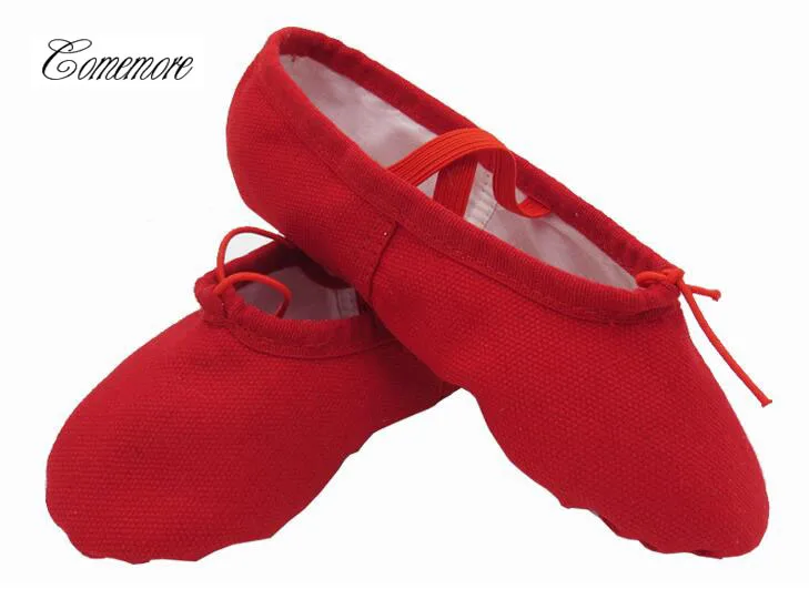 red ballet slippers with ribbons