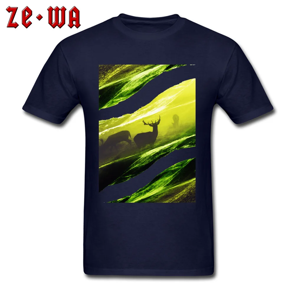 Fashionable Short Sleeve Tops Tees Summer Fall Crew Neck Pure Cotton Men T-Shirt Oh Deer Green Fashionable Top T-shirts Newest Oh Deer Green navy