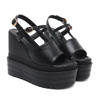 

Korean version of the new Roman wedge sandals wild open toe high heels 13CM waterproof platform women's high heels.