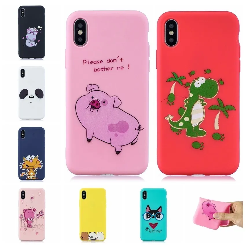 

Phone Case For iPhone XS XR Max X 6 6s 7 8 Plus 5 5S SE Animal Dog Cat Bear Pig Pattern Soft TPU Rubber Silicon Back Cover Coque