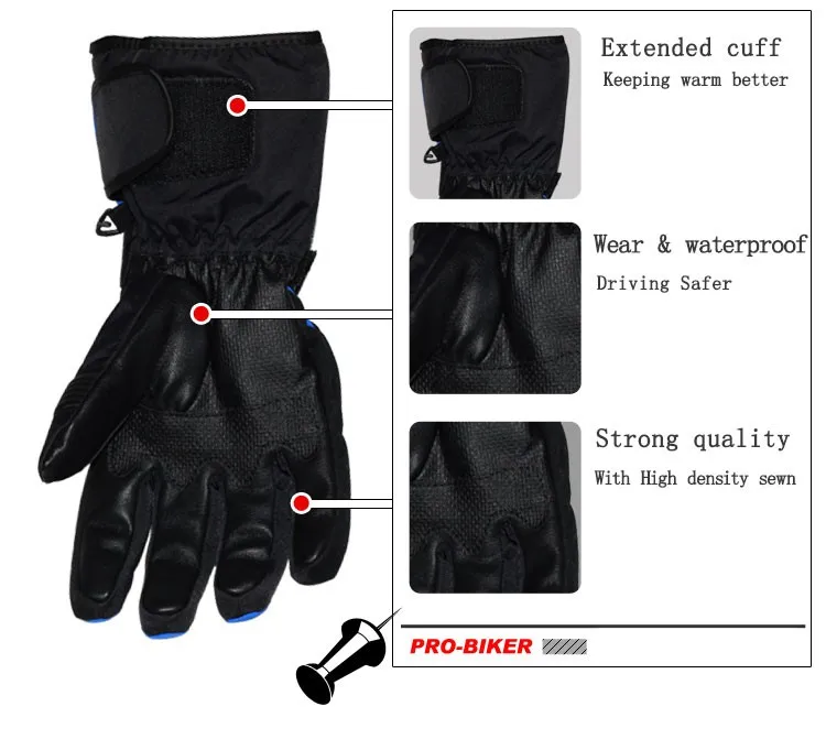 Pro Biker Guantes Мотоциклетные Перчатки Водонепроницаемые кожаные перчатки мотоциклетные зимние теплые полный палец мотокросса мотоперчатка