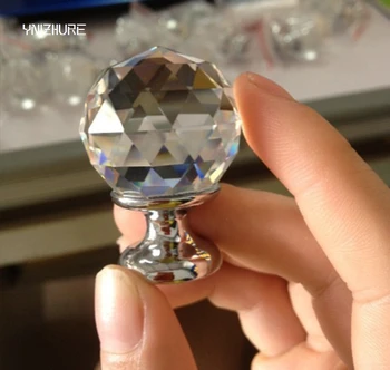 

10pcs 30mm Transparent Shining Crystal Cabinet Handles and Knobs Diamond Ball Shape Drawer Kitchen Closet Pull Handle With Screw