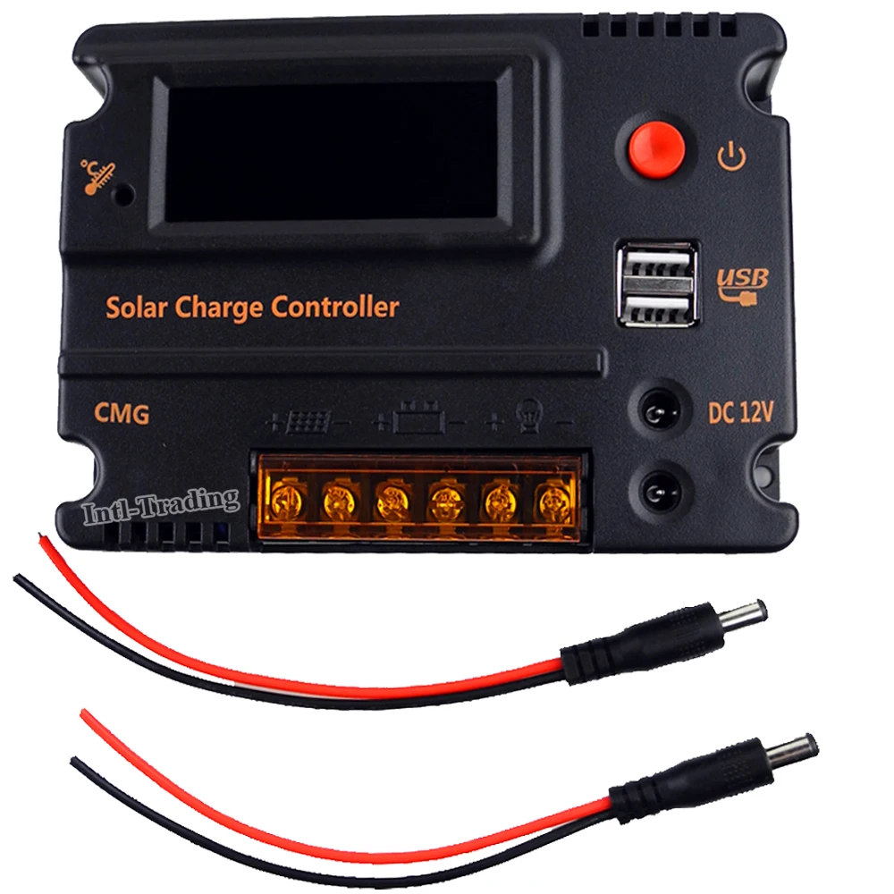 

20A CMG Solar Charge Controller LCD Display Solar Panel Battery Regulator Dual USB 12V 24V Auto Switch Temperature Compensation