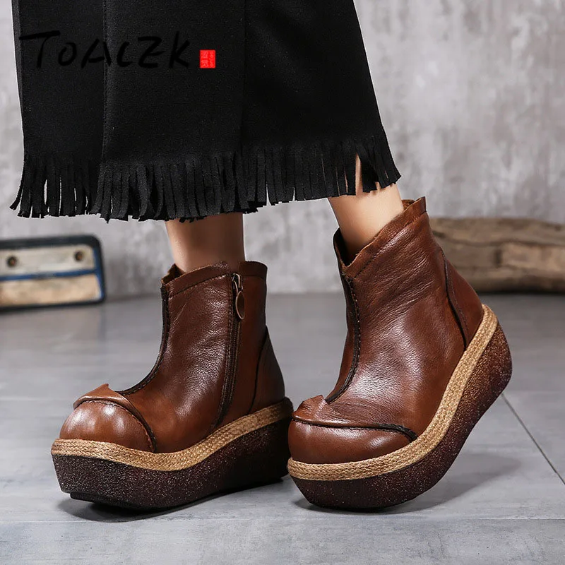 

Winter Women Boots Genuine Leather Ankle Boots Velvet Handmade Lady Soft Flat Shoes Comfortable Casual Women Shoes