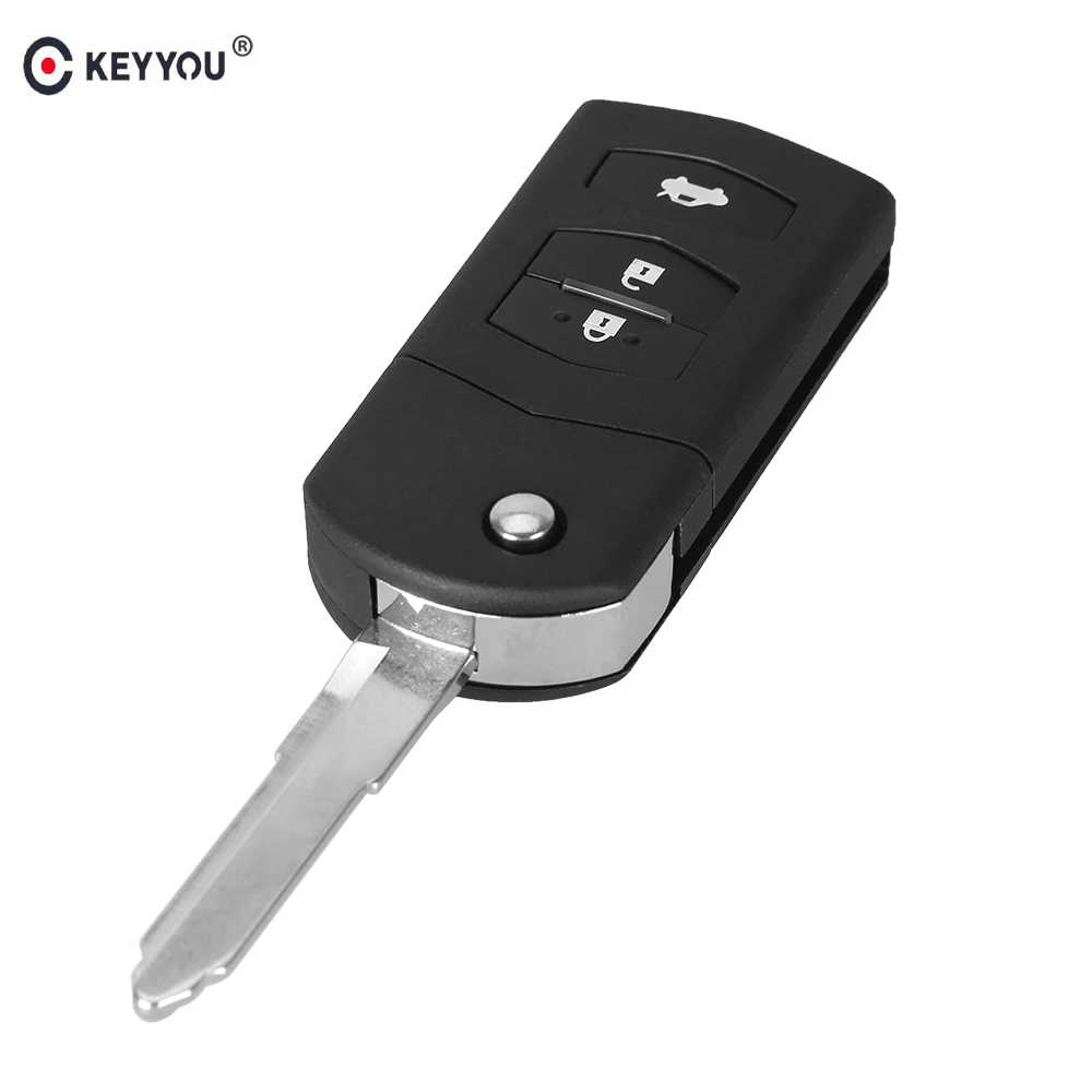

KEYYOU 10X 3 BUTTON REMOTE FOLDING FLIP KEY SHELL CASE FOB PAD FOR MAZDA 2 3 5 6 RX8 MX5 FREE SHIPPING